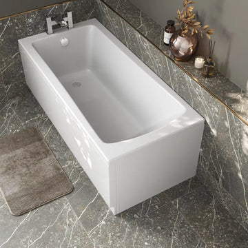 Modern Bathroom 1500mm Single Ended Wide Square Bath Acrylic White Bathtub