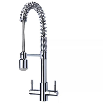 Astini Groove Chrome Twin Lever Pullout Spout Kitchen Sink Mixer Tap AST173