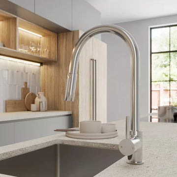 Chrome Pull Out Kitchen Mixer Tap Dual Spray Swivel Spout Single Lever Brass