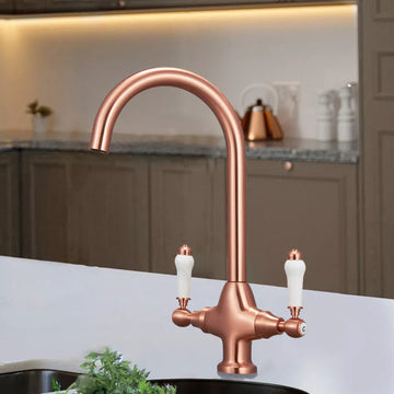 Nes Home Traditional Copper Kitchen Mixer Tap With Swivel Spout