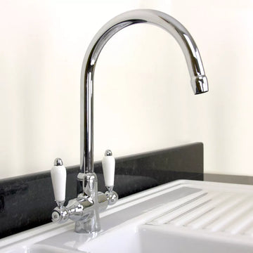 Traditional Swivel Spout Victorian Elizabeth Kitchen Mixer Tap Chrome