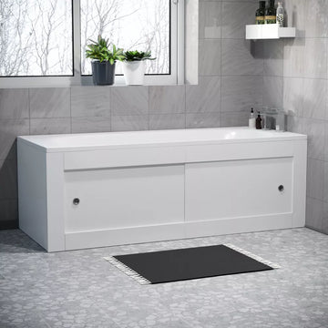 Nes Home 1800mm Bath Front Panel with 2 Sliding Doors PVC + Plinth White