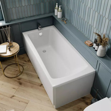 Modern Bathroom Single Ended Wide Square Bath Bathtub Gloss White