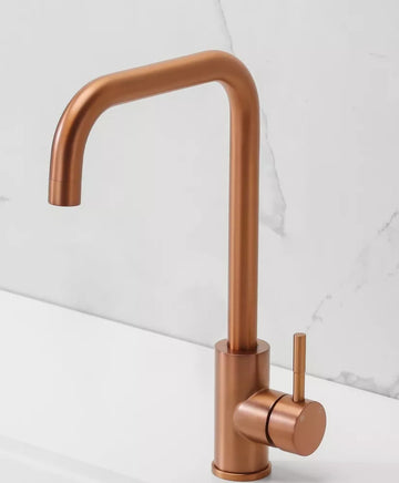 Rose Gold Copper Tap Kitchen Sink Mixer Swivel Spout Single Leve
