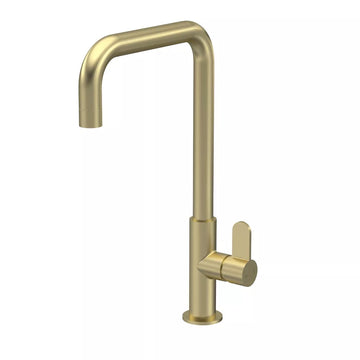 Nuie Kosi Gold Mono Kitchen Sink Mixer Tap Brushed Brass Single Lever Handle