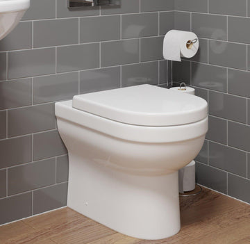 Back to Wall Ceramic Toilet WC Bathroom Pan Cloakroom with Soft Close Seat White