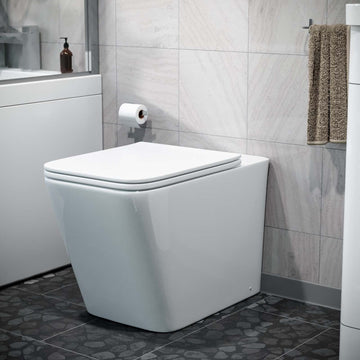 Bathroom Elora Back To Wall WC Rimless Toilet Pan Soft Close Seat + Concealed Cistern