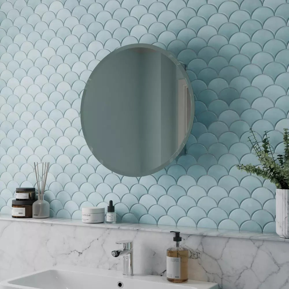 Bathroom Round Door Mirror Stainless Steel Sleek Modern Cabinet 600 x 600mm
