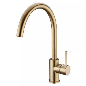 Brass Kitchen Dual Sink Mixer Taps 360° Swivel Spout Laundry Faucet,Brushed Gold