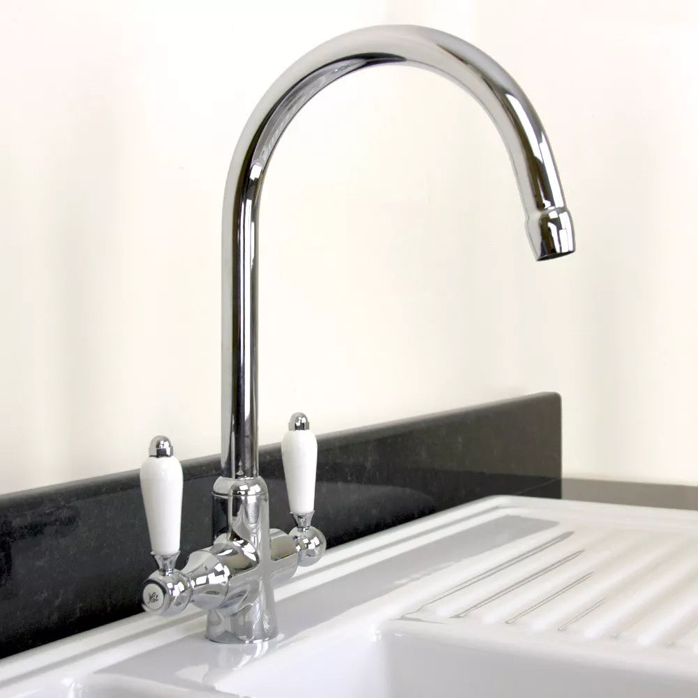 Traditional Swivel Spout Victorian Elizabeth Kitchen Mixer Tap Chrome