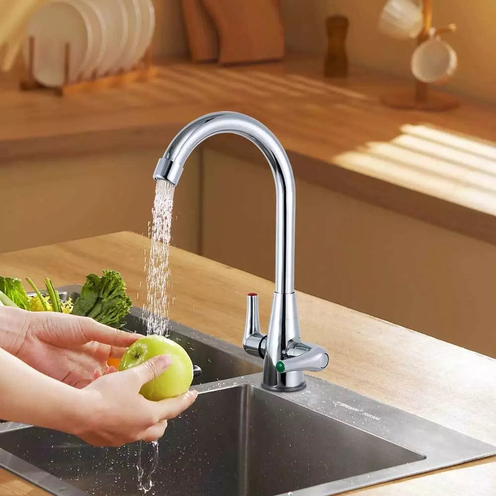Kitchen Sink Mixer Taps Swivel Spout Dual Lever Tap Mono Modern Chrome Faucet