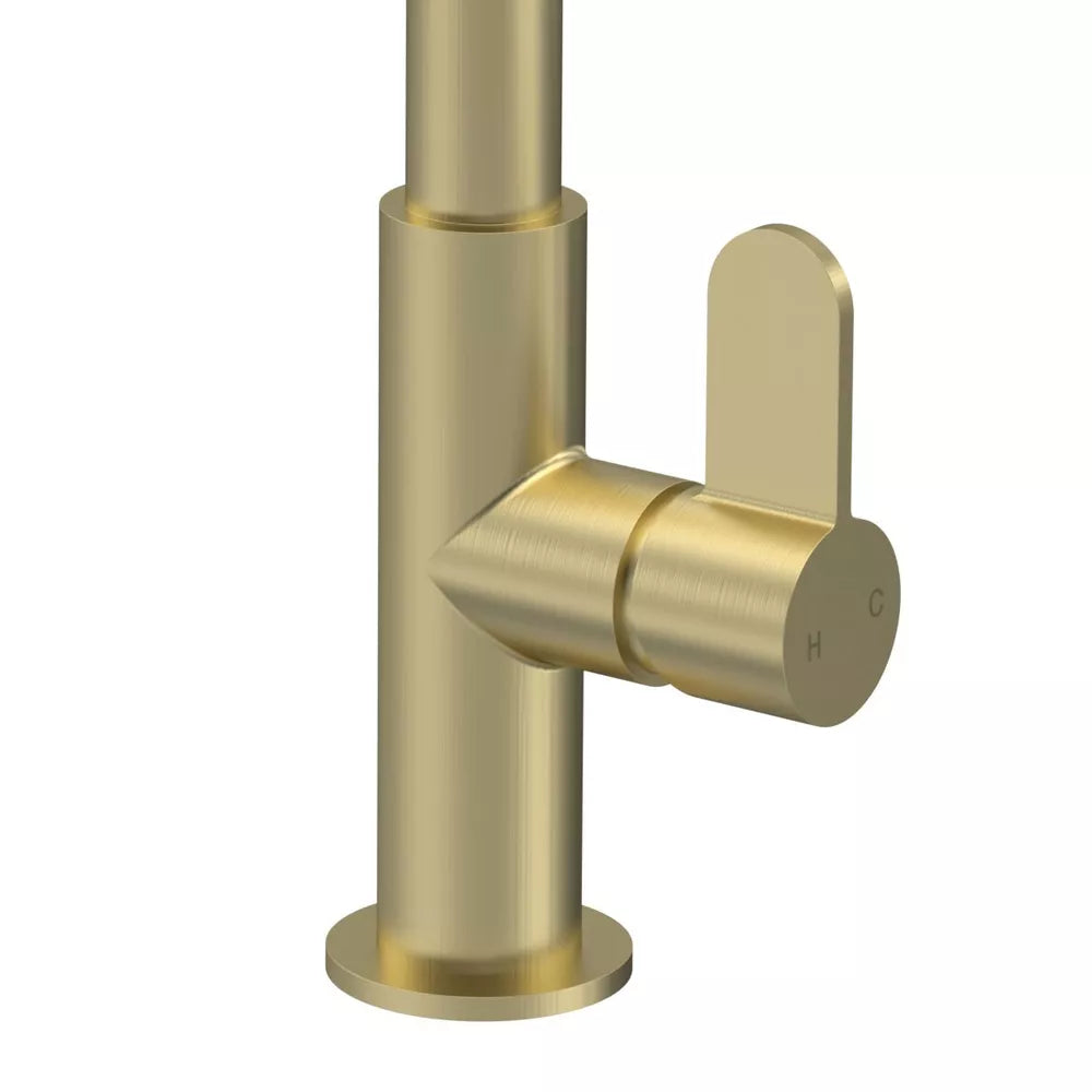 Nuie Kosi Gold Mono Kitchen Sink Mixer Tap Brushed Brass Single Lever Handle