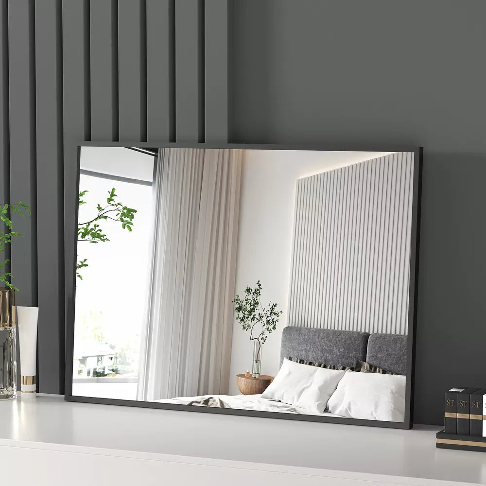 Bathroom Mirror Black Metal Frame Wall Mounted Bedroom Vanity Mirrors Make up