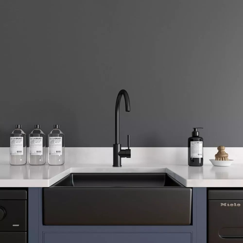 LSC Small Anthracite Grey 480x370x130 Ceramic Belfast Butler Kitchen Sink &Waste