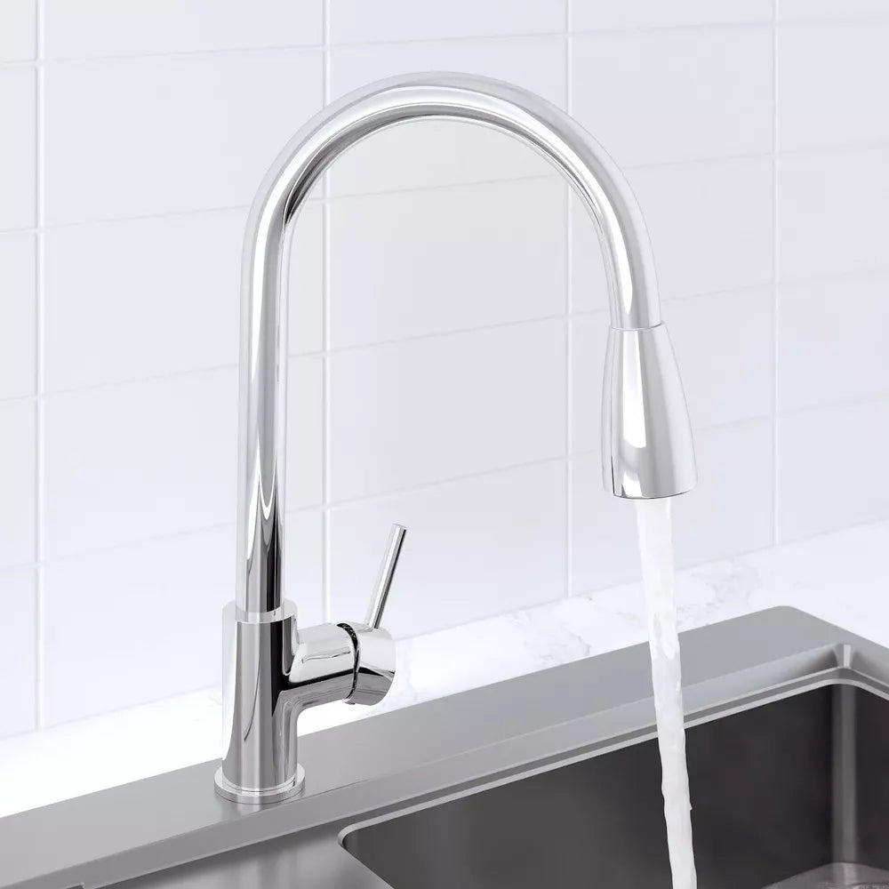 Pull Out Kitchen Mixer Tap Modern Mono Swivel Spout Single Lever Faucet Chrome