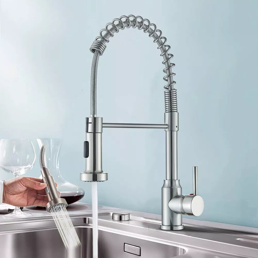 Modern Monobloc Pull Out Kitchen Mixer Tap Dual Spout Spray Single Lever 360°