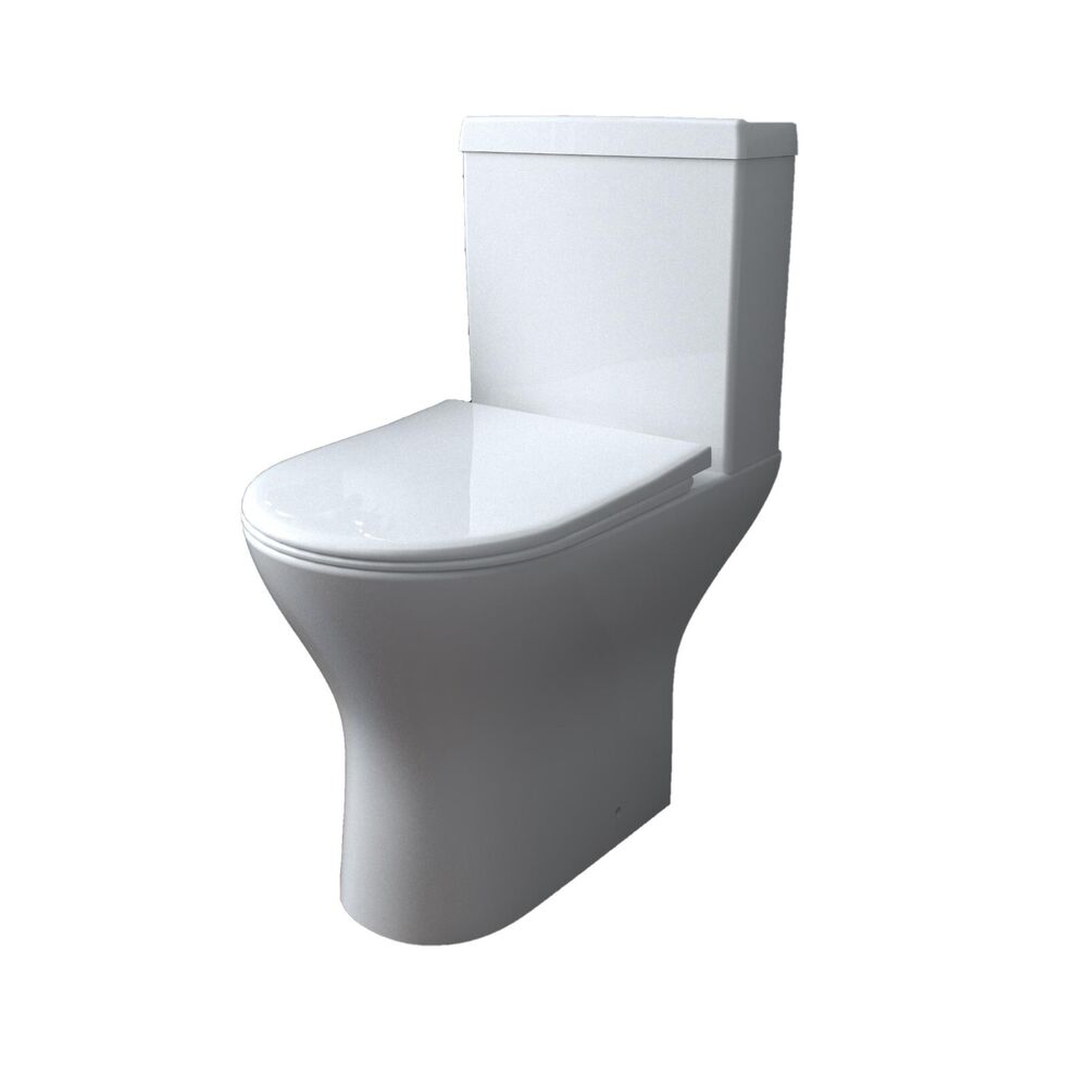 Bathroom Close Coupled Toilet Slim Soft Close Seat Cistern WC Modern Toilet Pan
