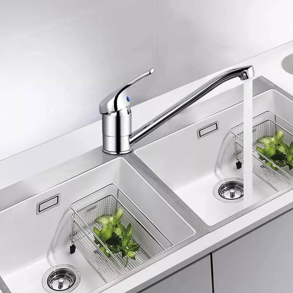 Modern Kitchen Sink Mixer Taps Swivel Spout Single Lever Tap Mono Chrome Faucet