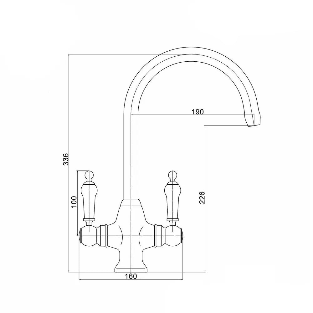 JASSFERRY New Chrome Dual Flow Kitchen Sink Mixer Tap Ceramic Handle Twin Lever