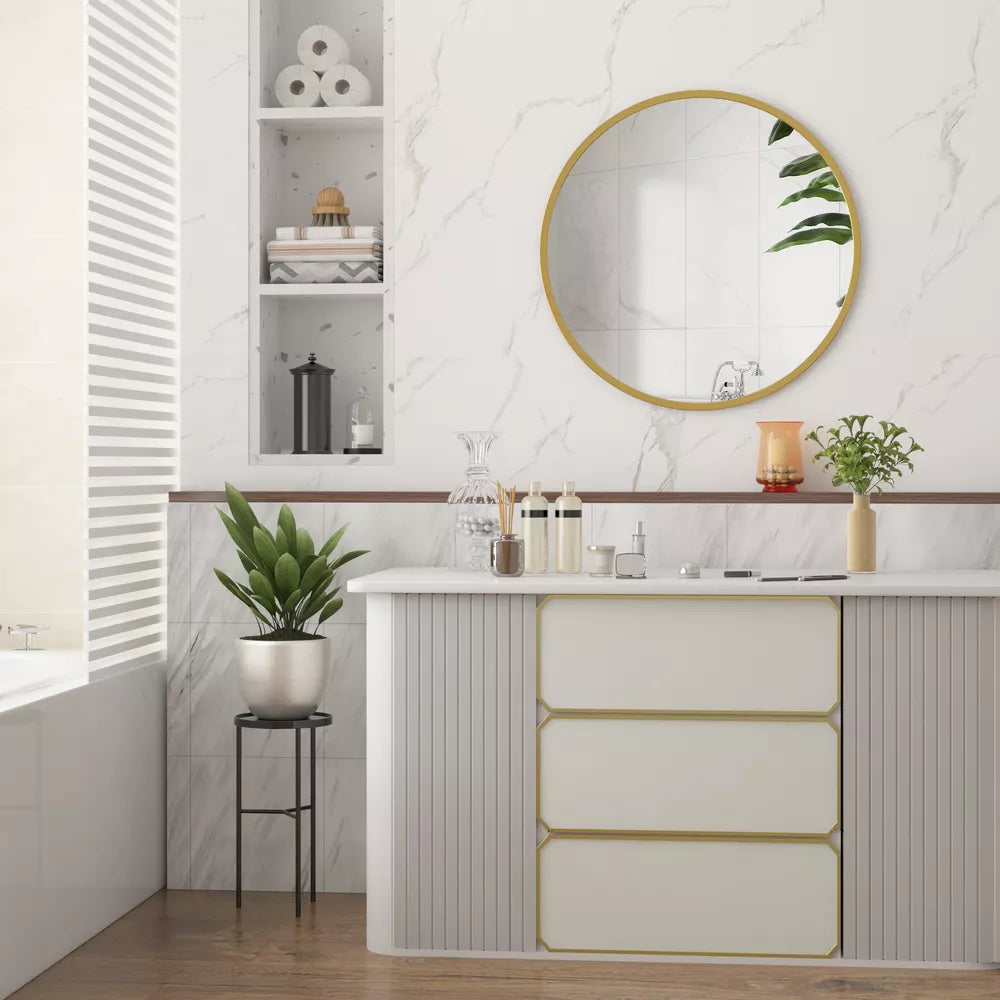 Round Wall Mounted Mirror Bathroom Bedroom Vanity Makeup Dressing Mirror