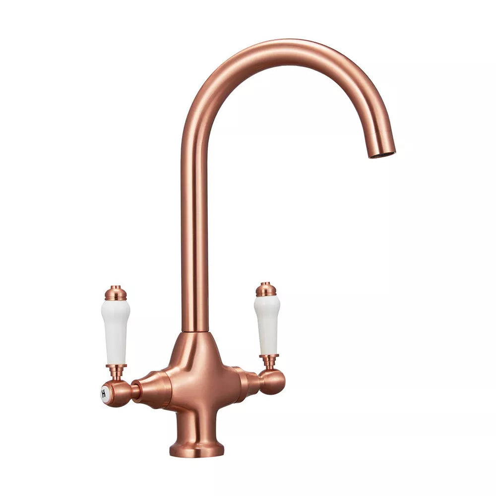 Nes Home Traditional Copper Kitchen Mixer Tap With Swivel Spout