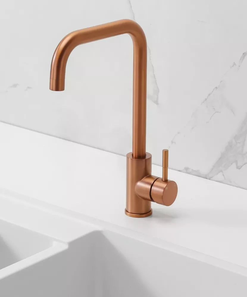 Rose Gold Copper Tap Kitchen Sink Mixer  Swivel Spout Single Leve