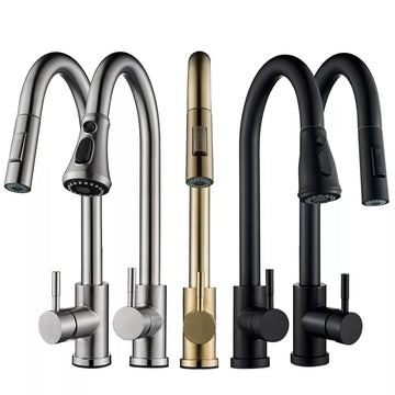 Modern Mono Kitchen Mixer Tap Pull Out Spray Head Single Lever Swivel Sink Taps