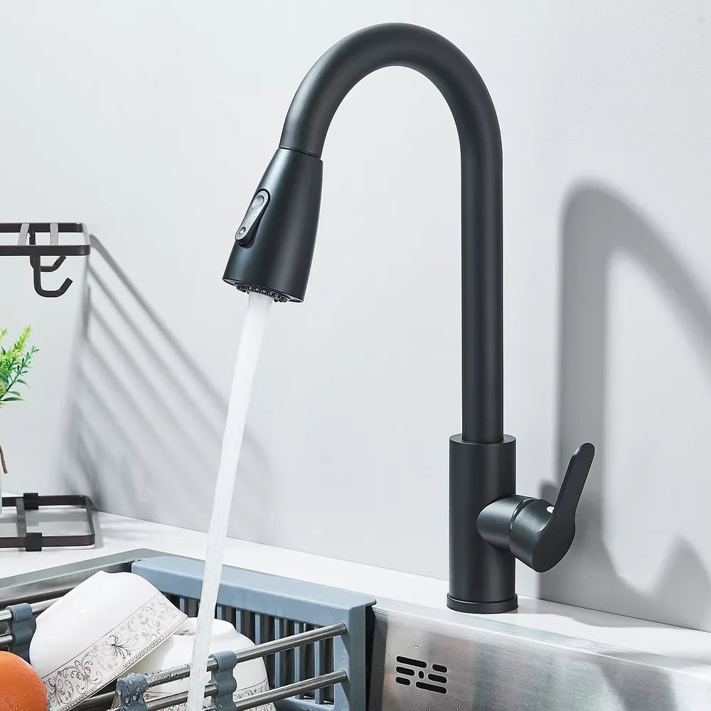 Modern Mono Kitchen Mixer Tap Pull Out Spray Head Single Lever Swivel Sink Taps