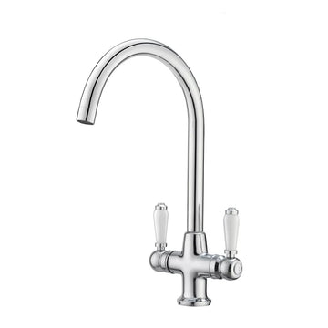 JASSFERRY New Chrome Dual Flow Kitchen Sink Mixer Tap Ceramic Handle Twin Lever