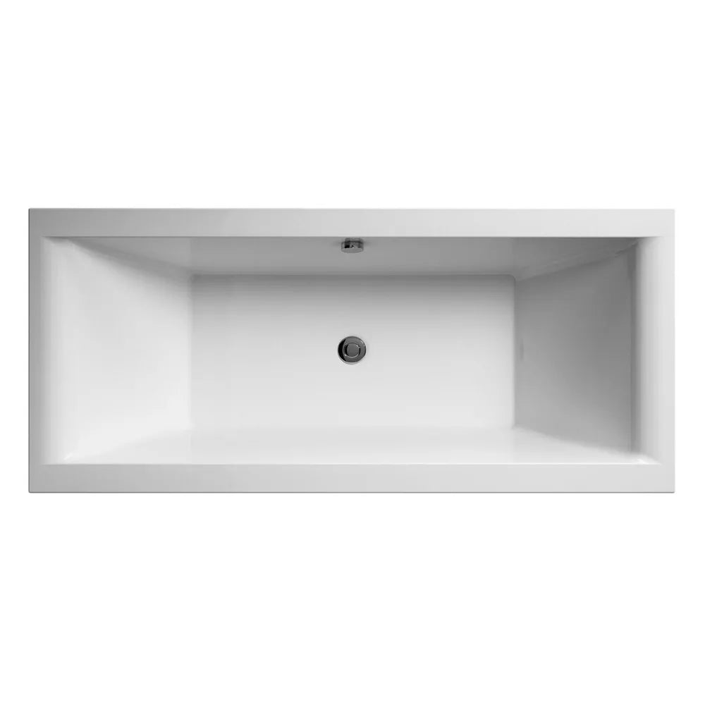 Nuie Asselby Square Double Ended Bath Modern White Bathroom Tub 1700mm / 1800mm