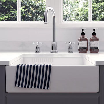 Intermediate Gloss White 500x400x145 Ceramic Belfast Butler Kitchen Sink & Waste