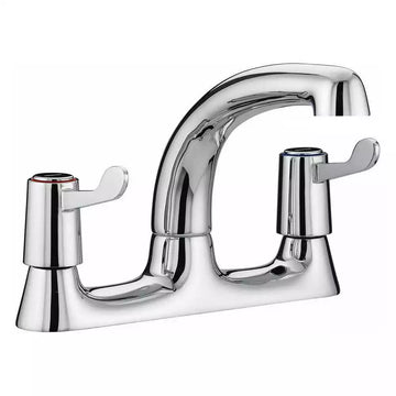 Modern Dual Lever Chrome Kitchen Sink Mixer Taps 2 Hole Deck Mounted Tap Faucet