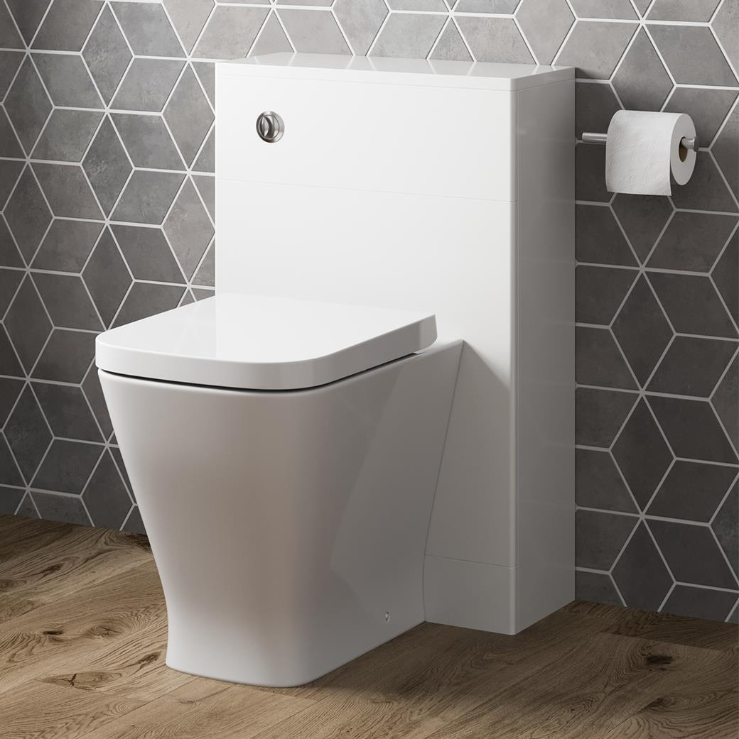 500mm Bathroom Toilet Soft Close Seat Back To Wall Cistern Furniture Unit White